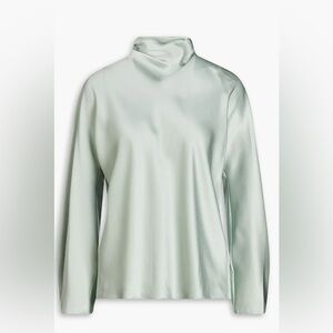 Vince silk satin crepe cowl neck blouse in soft mint green